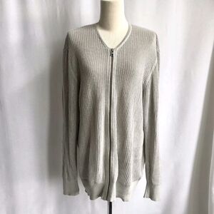All Saints Mens Light gray Mesh Knit Zip Up Cardigan Sweater Size M